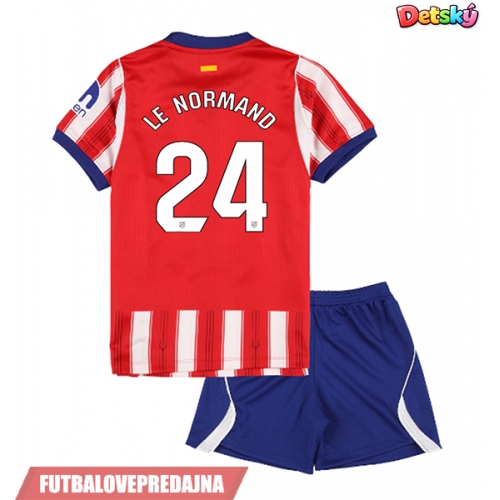 Lacne Dětský Futbalové dres Atletico Madrid Robin Le Normand #24 2026-27 Krátky Rukáv - Domáci (+ trenírky)